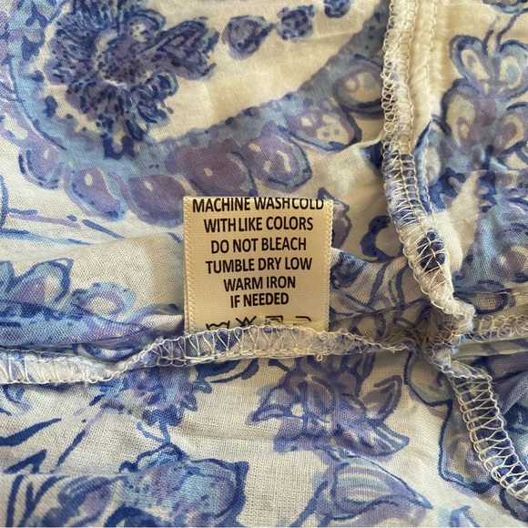 TRUE DESTINATIONS Flutter Sleeve M Dress Floral Paisley Cruise Pool Coverup Blue - Picture 7 of 10